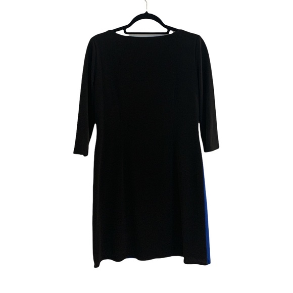Nine West Color Block 3/4 Sleeve Sheath Dress - Black Blue & White 6 - Picture 2 of 5